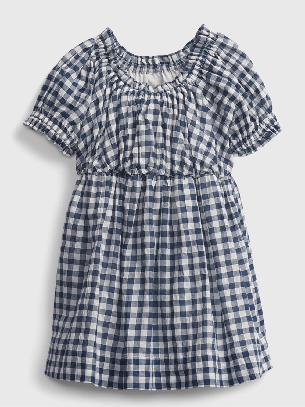 New Baby Gap Blue & White Gingham Puff-Sleeve Dress - 18-24 months
